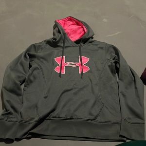 Grey and pink womens under armour hoodie